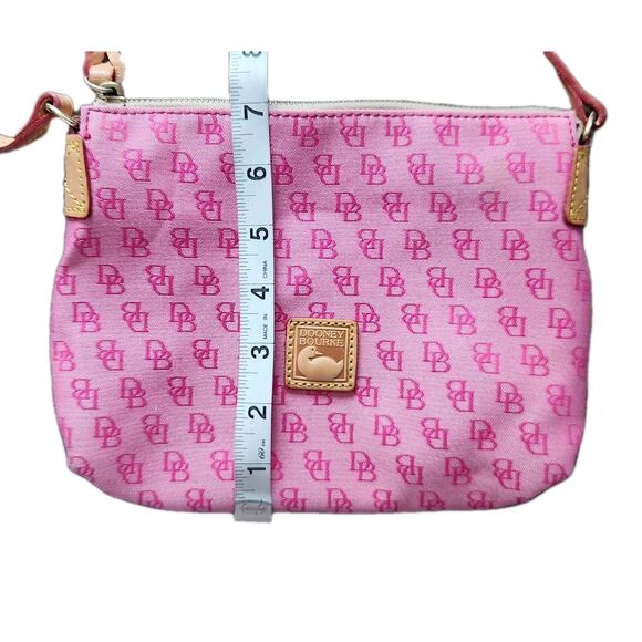 Dooney & Bourke Vtg Y2K Pink Canvas Monogram Leather Strap Crossbody Bag - Picture 12 of 13
